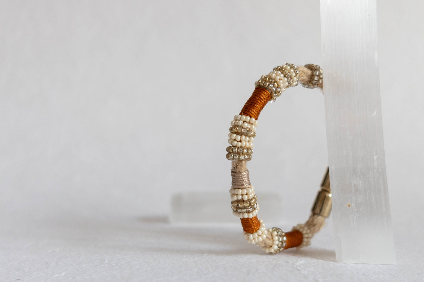 TANGERINE TAN Burnt Orange and Gold Beaded Bracelet