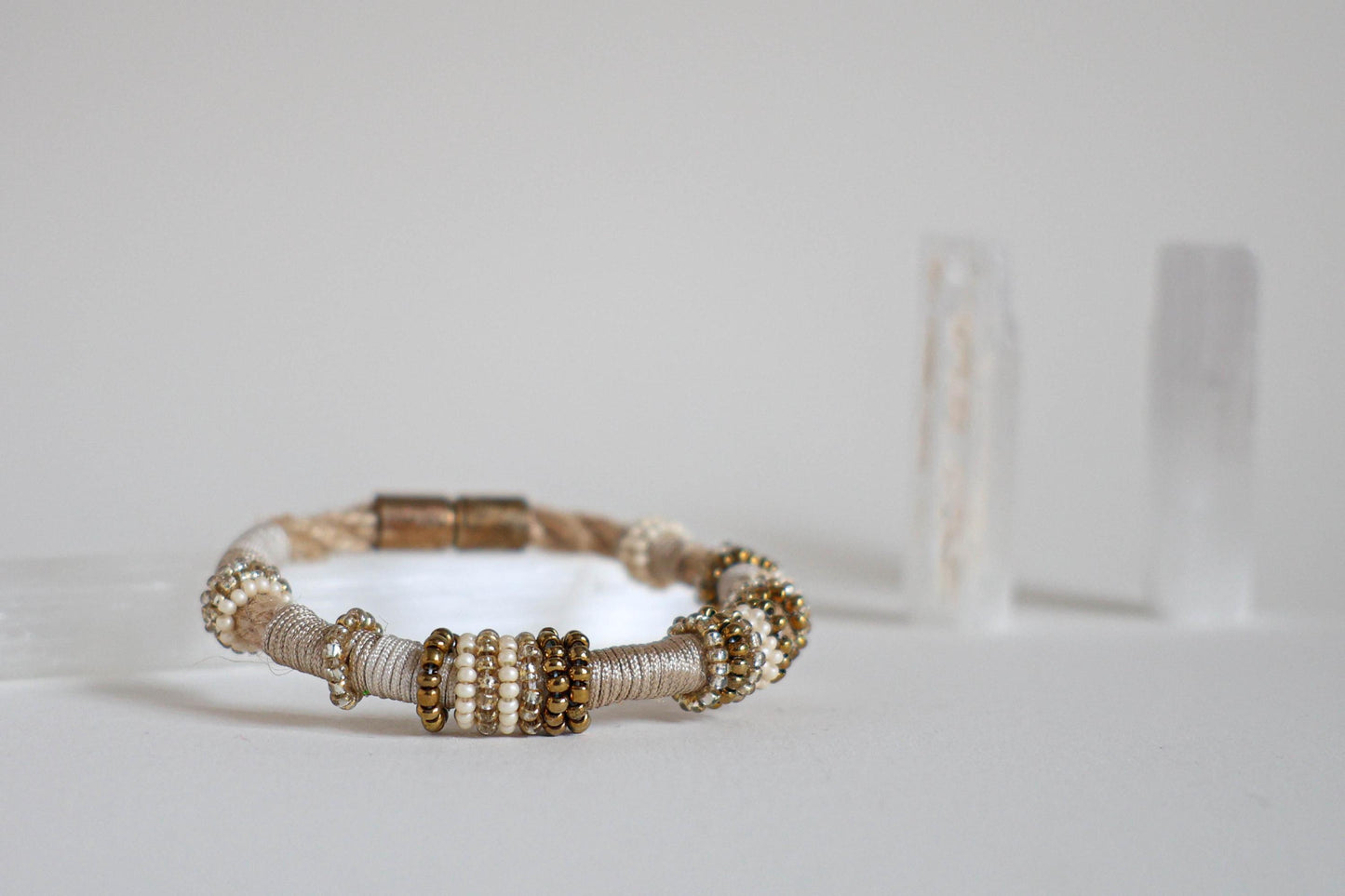 GOLDEN LATTE Rope Beaded Bracelet for your holiday outfit