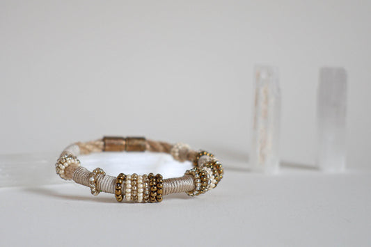 GOLDEN LATTE Rope Beaded Bracelet for your holiday outfit