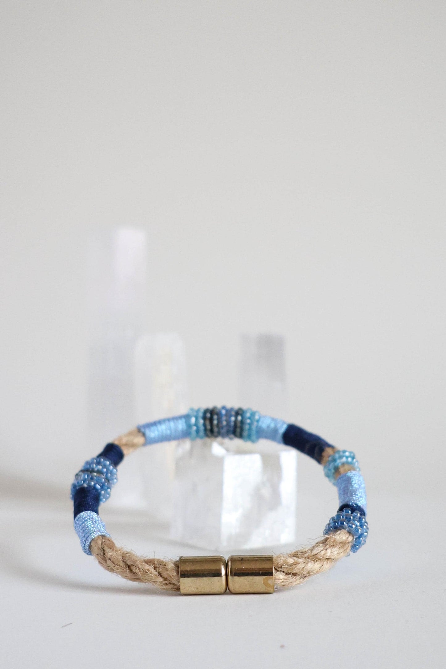 CELESTE COBALT Bracelet in Shades of Blue on Burlap Rope