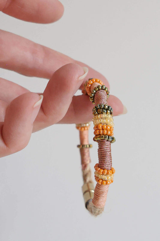 APRICOT APEROL Beaded Bohemian Bracelet in Orange and Coral