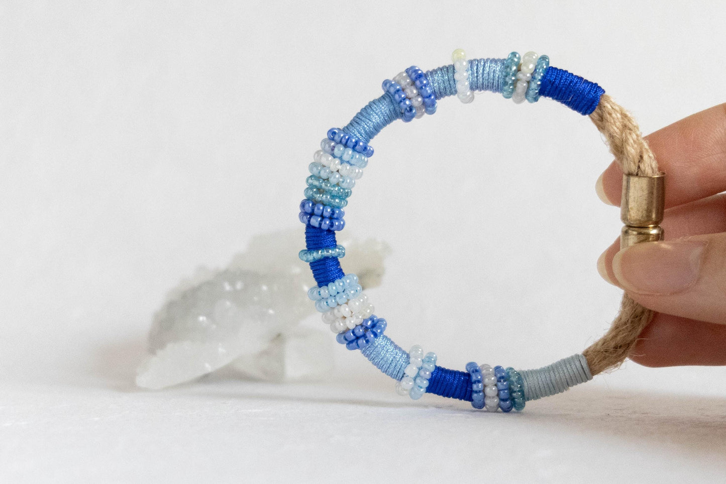 AZURE ATLANTIC Set of 2 Bracelets on Burlap Rope Feminine Style