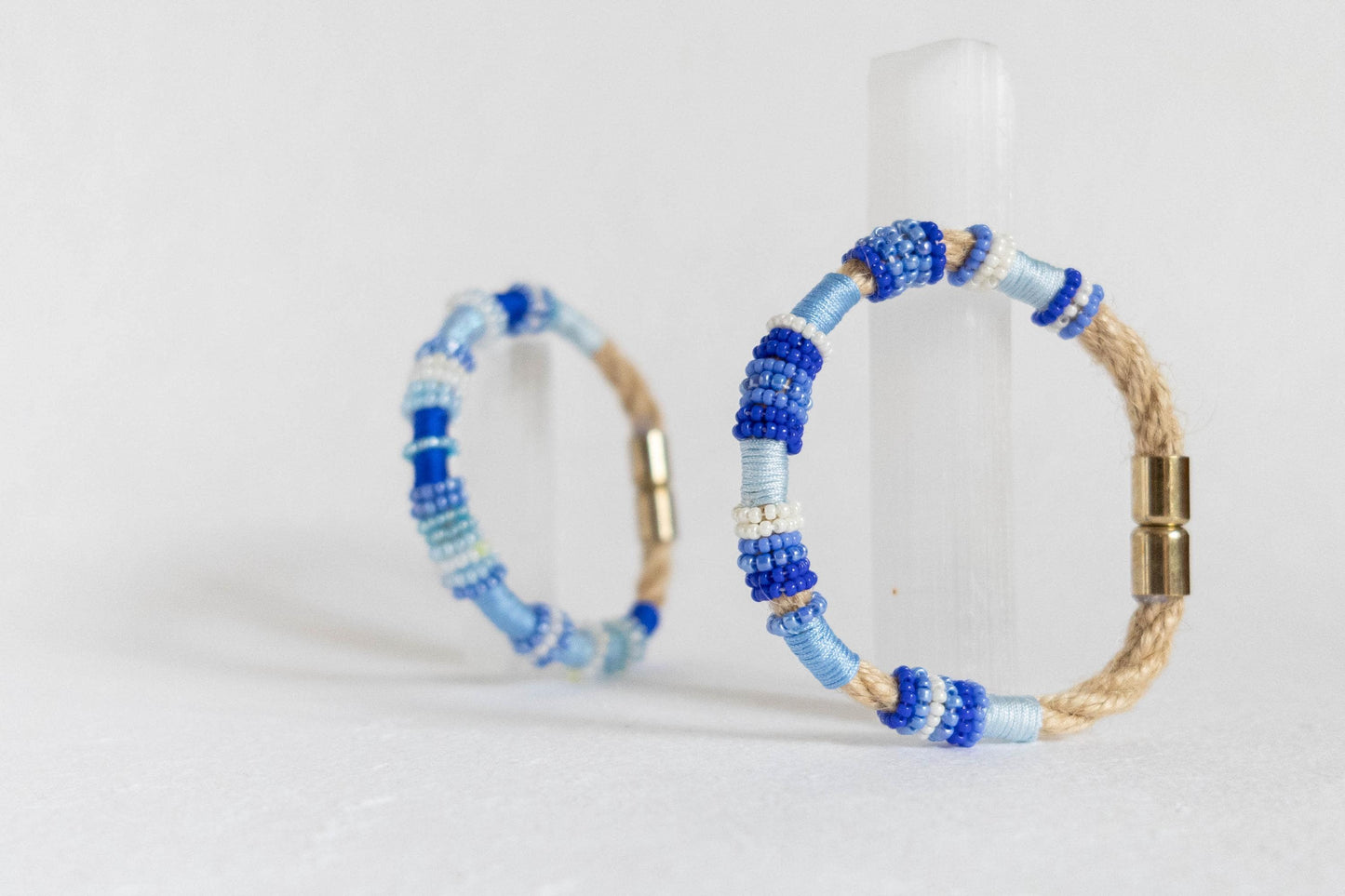 AZURE ATLANTIC Set of 2 Bracelets on Burlap Rope Feminine Style