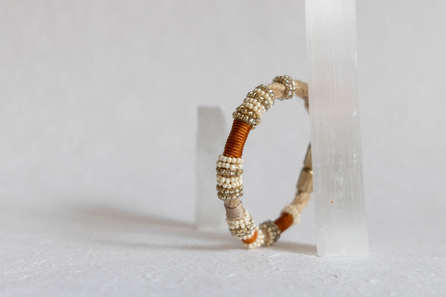 TANGERINE TAN Burnt Orange and Gold Beaded Bracelet