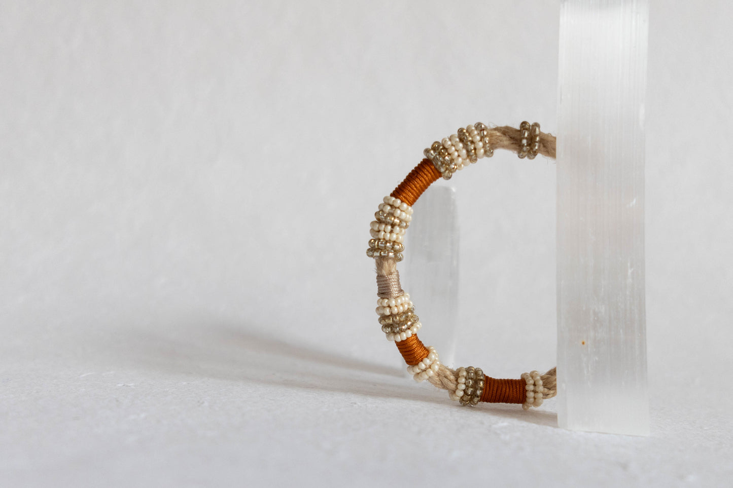 TANGERINE TAN Burnt Orange and Gold Beaded Bracelet