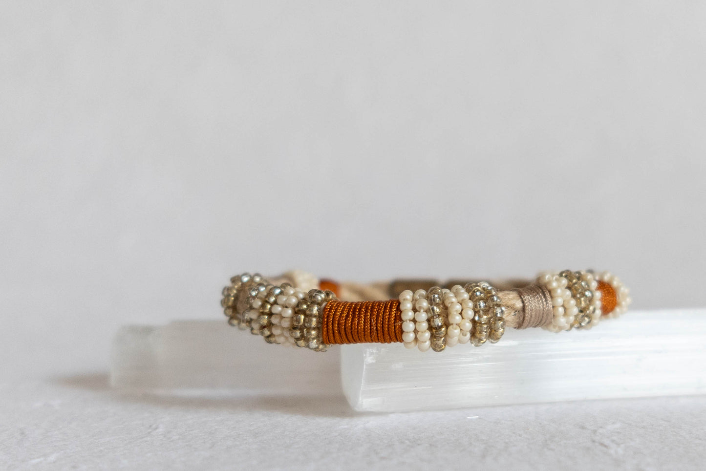 TANGERINE TAN Burnt Orange and Gold Beaded Bracelet