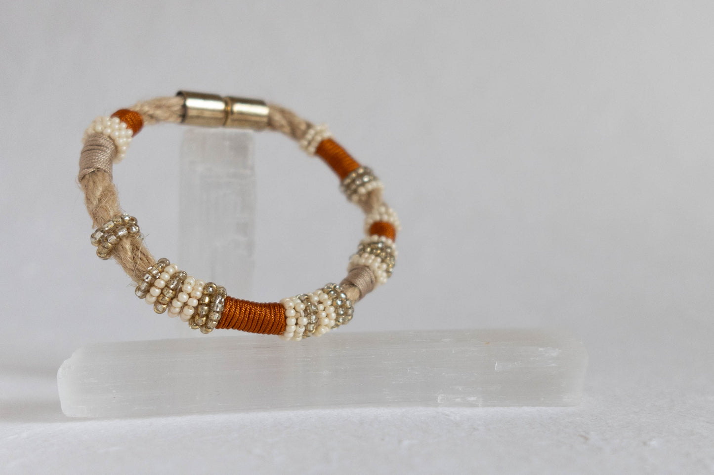 TANGERINE TAN Burnt Orange and Gold Beaded Bracelet