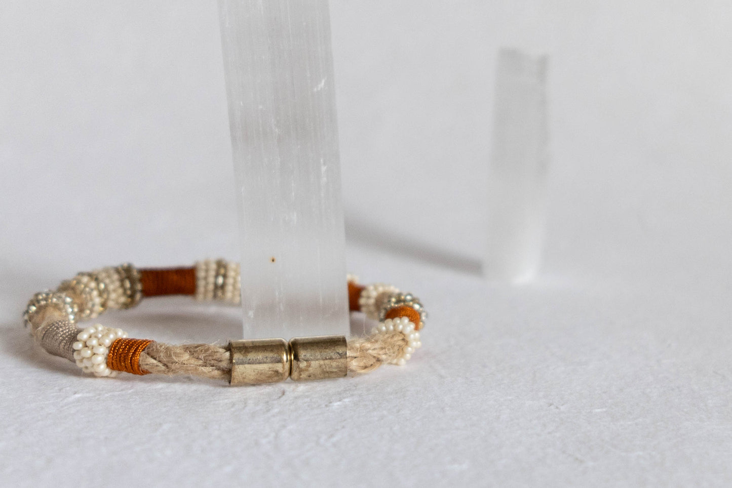 TANGERINE TAN Burnt Orange and Gold Beaded Bracelet