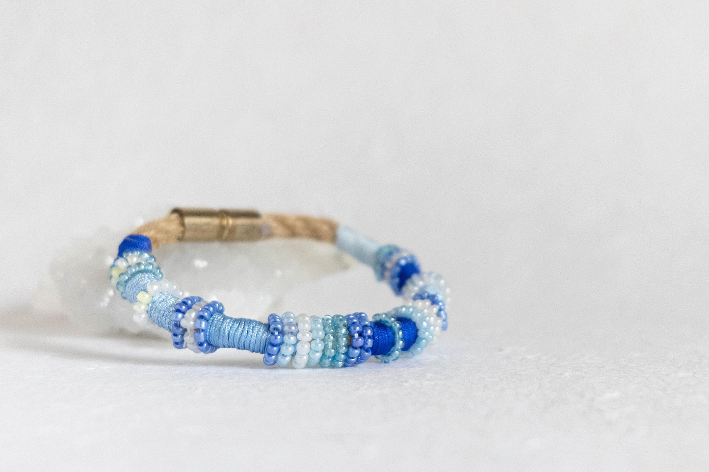 AZURE ATLANTIC Set of 2 Bracelets on Burlap Rope Feminine Style